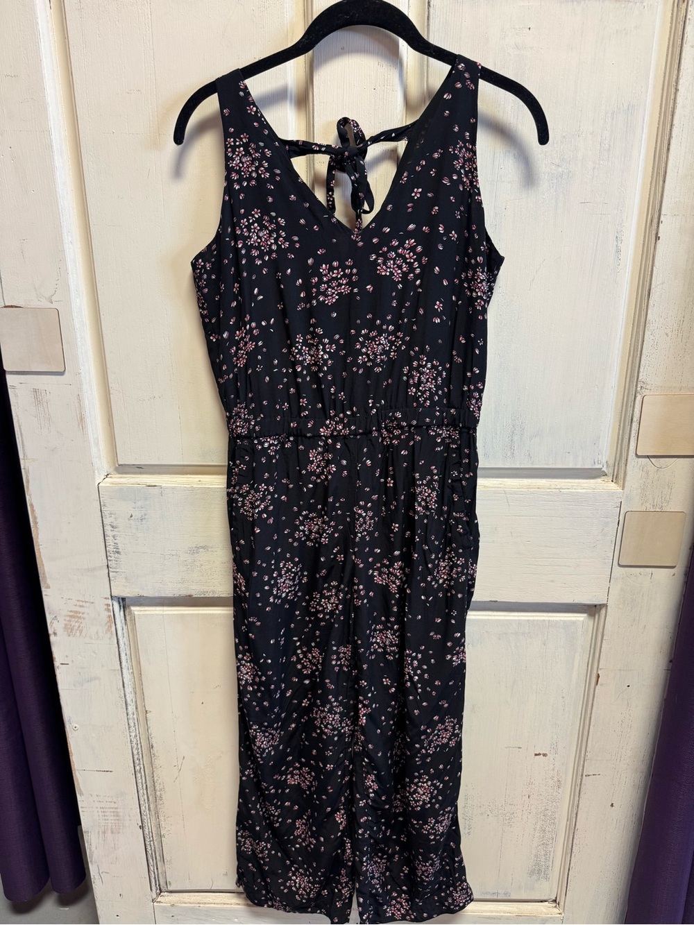 Women’s LOFT Black Floral Jumpsuit